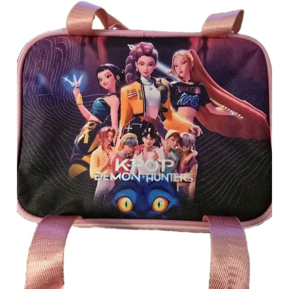 Kpop Demon Hunters Insulated Lunch Bag Pink Graphic Anime Kids School Tote